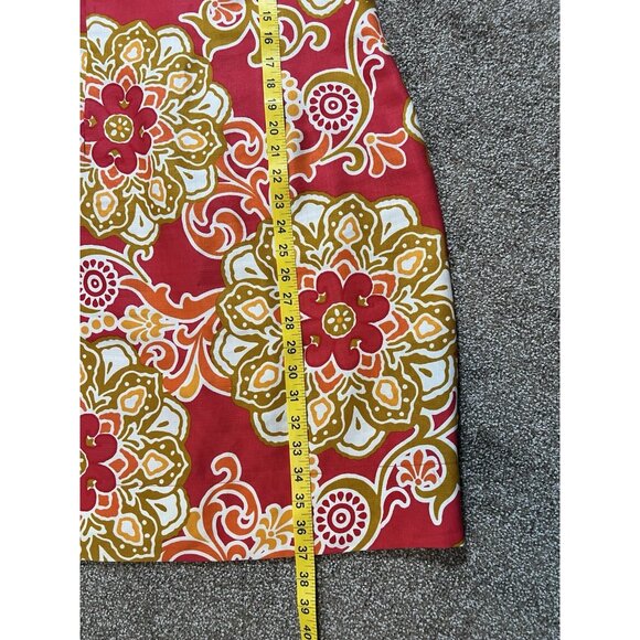 Taylor Women’s Dress Floral Red Sleeveless Silk Linen Halter Neck Lined Zipper - Picture 7 of 13